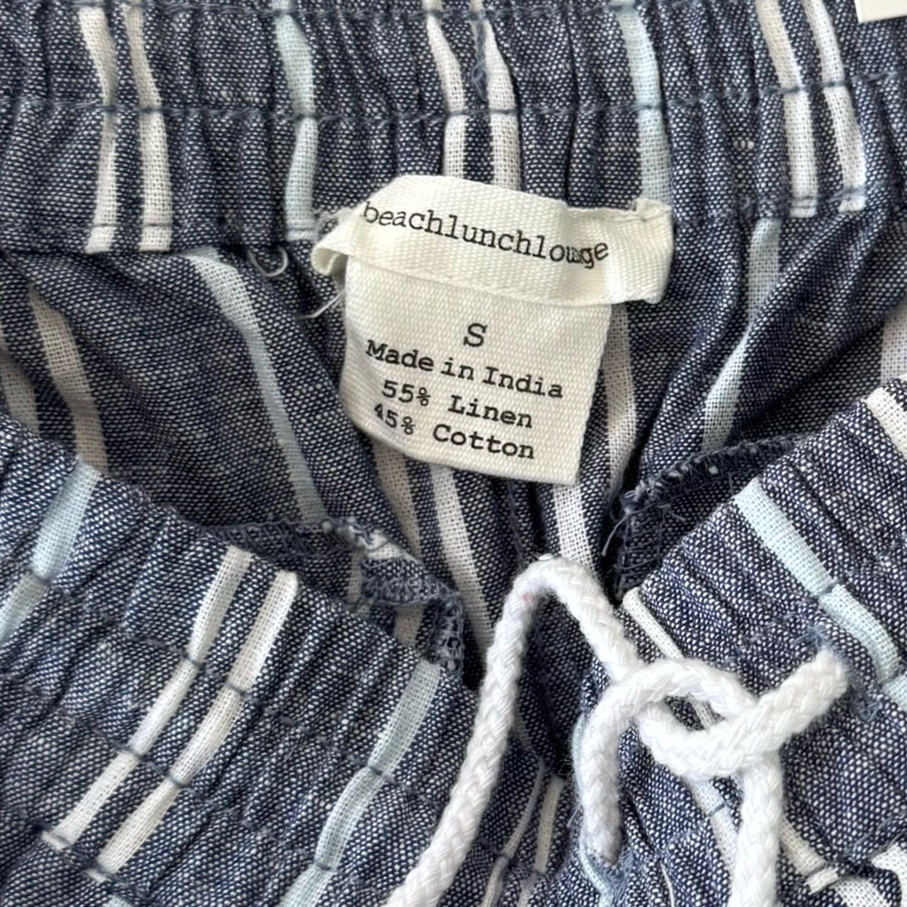 BeachLunchLounge Stripped Cropped Linen Cotton Pants Small - Picture 5 of 6